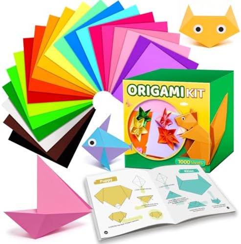 EPPINGWIN 1000 Sheets Origami Paper, 20 Colors Colored Paper, 6"×6" Square Paper for Crafts, Origami Kit with Craft Guide by Eppingwin