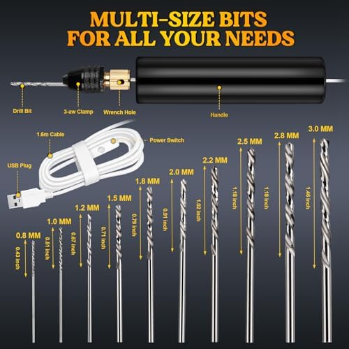 LET'S RESIN Electric Drill, 74Pcs Mini Drills with 3-Jaw Clamp&10 Drill Bit - Image 2