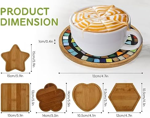 Lanyani 6pcs Wooden Mosaic Base, Various Shapes Substrates for Mosaic Crafts DIY Mosaic Tiles Coaster Base… - Image 3