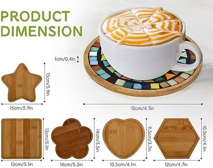 Lanyani 6pcs Wooden Mosaic Base, Various Shapes Substrates for Mosaic Crafts DIY Mosaic Tiles Coaster Base… - Image 3