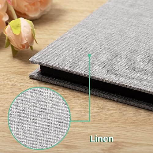 Large Photo Album Self Adhesive 4x6 8x10 10x12 13"x12.6" Scrapbook 12.6"x11" Inch 60 Black Sticky Pages Linen Cover Magnetic Photo Album with A Metallic Pen and DIY Stickers(Grey) - Image 4