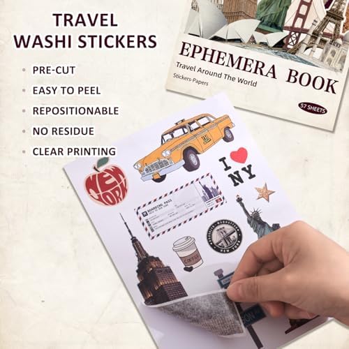 57 Sheets Vintage Travel Scrapbook Sticker Book, 500+ Vintage & Modern Stickers for Scrapbooking, 25 Pcs Ephemera Papers Art Scrapbook Supplies for Adults Teens Women Girls Junk Journal Journaling - Image 5