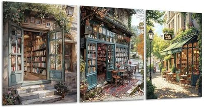 Yunruily 3 Pack Bookshop Adult Paint by Numbers - Paint by Number kit for Adults,Bookshop Paint by Number Adult for Gifts Home Wall Decor 12x16inch by VintageStyleWallDecoration