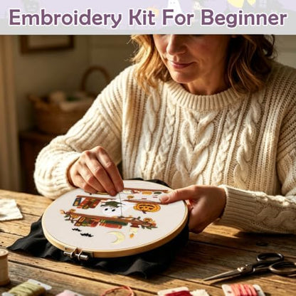 Nuberlic Halloween Ghost Reading Embroidery Kit for Beginners - Image 5