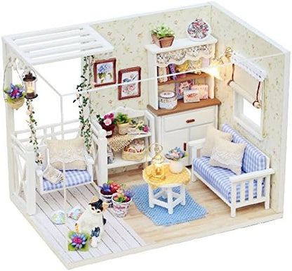 DIY Miniature Dollhouse Kits - Wooden Mini Model House with LED Lights, Tiny Furniture & Accessories – Craft Building Kits for Teens & Adults (Kitten Diary) – Birthday Valentine's Gift by ESTUSR