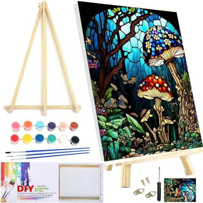 Meothan Framed Paint by Numbers Kits for Adults 12x16in with Wooden Easel by MeothanDiamondPainting