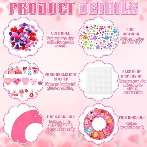 Wavwavw 472 Pcs Mother's Day Craft Kits Flower DIY Wreath Craft Kit Mother's Day Wreath Arts Decorations with Tulip Heart Flower Stickers for Mom Gift - Image 5