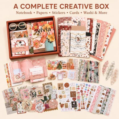 Diuhofart Aesthetic Scrapbooking Kit with A6 Notebook, Papers & Stickers - Image 4