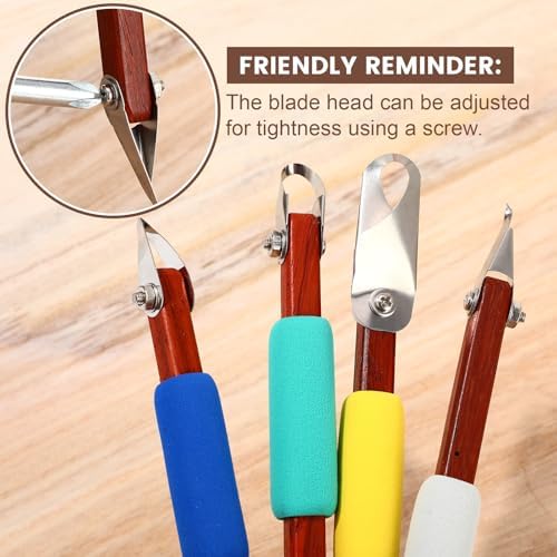 Lanties 4 Pcs Pottery Carving Tool Set Sculpture Scraper Craft Modelling Tools Red Pear Wood Texture Handle with Stainless Steel Blade for Clay Carving, Ceramic Sculpting, Graffito (Classic Color) - Image 4