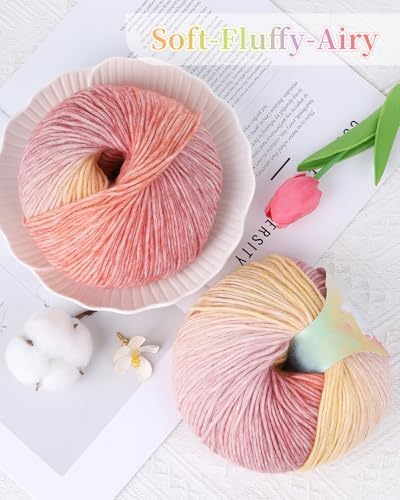 Coopay Yarn for Crocheting & Knitting, Gradient Cake Yarns (Sunset) - Image 4