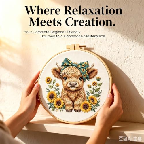 niurenmaoyi Cow Embroidery Kit for Beginner,Needlepoint Kit for Adult - Image 3