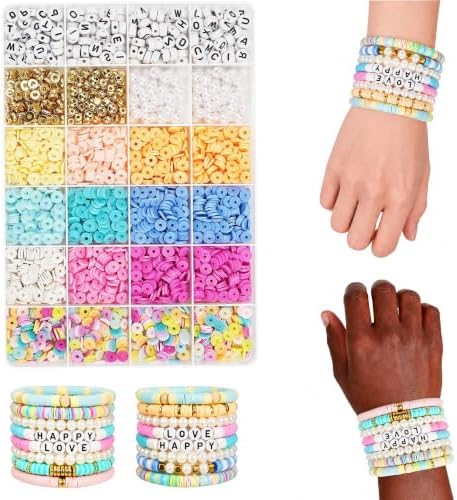 Bead Bracelet Making Kit –3600 Colorful Clay Beads Set with Gold Beads,Polymer Heishi Beads Charms – Jewelry Making Supplies for Crafting, Handmade Accessories & DIY Projects by Unknown