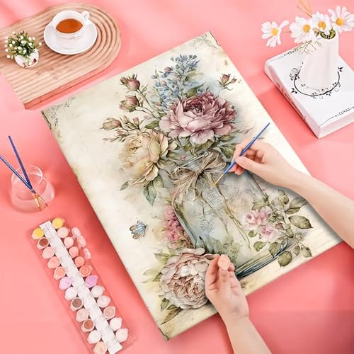 JATOK Paint by Numbers Kit for Adults, Vintage Vase Florals, 16 x 20 in - Image 3