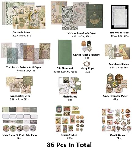 YagCu Aesthetic Scrapbook Kit, Junk Journal Scrapbooking Supplies, Vintage Journaling Set Bullet Journals Material, Large Collection for Women Adults Beginners, Arts Craft Ephemera - Image 4