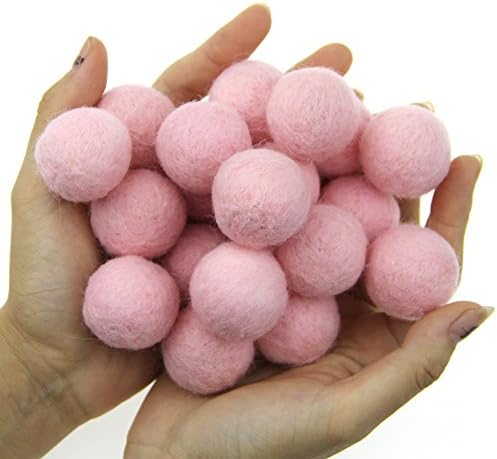 Zasy 30mm Needle Wool Felt Balls Foam Filled Wool Felt Pom Pom Home Decor DIY (Pink) by Zasy