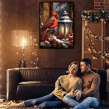 VIGEGU 2 Pack Christmas Paint by Numbers Kit for Adults with Framed,Santa Claus Deer Cardinal Lantern Paint by Number DIY Adult Paint by Number Kits for Wall Decor 9.4x12in - Image 3