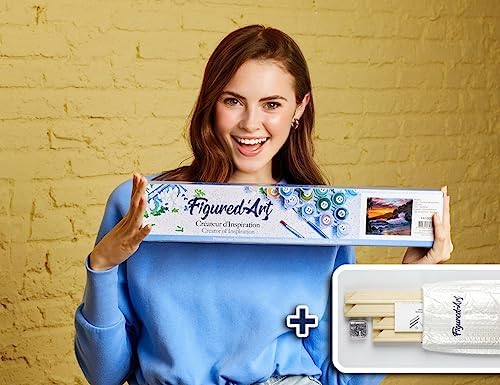 Figured'Art Paint by Numbers Kit for Adults Cliff and Waves 16"x20" - Craft Art Painting Rolled Canvas with DIY Wooden Frame - Image 2