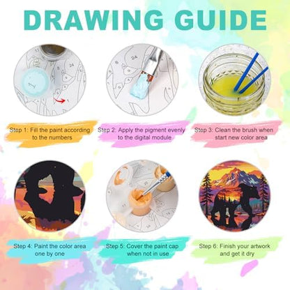 Paint by Numbers Kit for Adults, Sunset Bear Number Painting, 16 x 16 Inch - Image 5