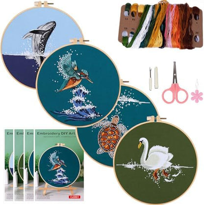 COCOMOX Embroidery Kit for Beginners, Hand Embroidery Stiches Practice Kit by COCOMOX