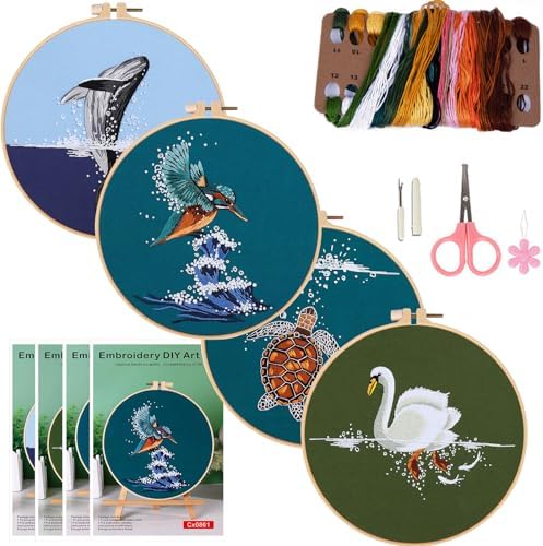 COCOMOX Embroidery Kit for Beginners, Hand Embroidery Stiches Practice Kit by COCOMOX