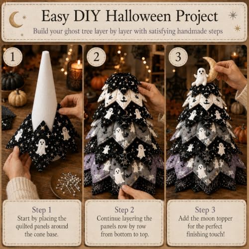 2026 New Christmas & Halloween DIY Quilted Fabric Tree Kit, 3D Layered Sewing Craft Set for Beginners, Christmas Tree Quilt Kit, Handmade Tabletop Holiday Decor, Gift for Craft Lover - Image 5