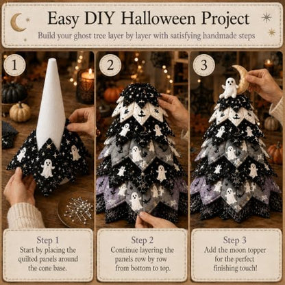 2026 New Christmas & Halloween DIY Quilted Fabric Tree Kit, 3D Layered Sewing Craft Set for Beginners, Christmas Tree Quilt Kit, Handmade Tabletop Holiday Decor, Gift for Craft Lover - Image 5