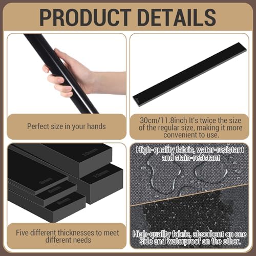 Fiwochic 12 Pcs Acrylic Pottery Tools Set Includes 1 Acrylic Clay Rolling Pin Sculpting Polymer Clay Tools 1 Stain Resistant Tablecloth and 10 Pcs 5 Size Teaching Rolling Mud Stick Guide(Black) - Image 3
