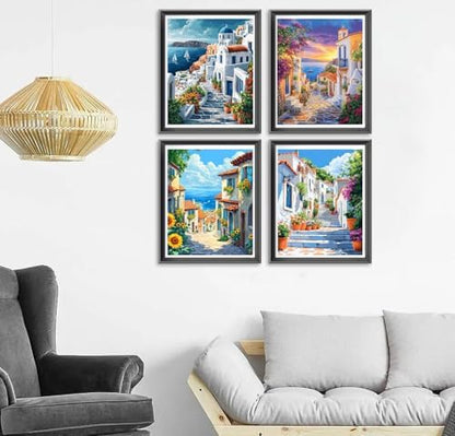 TCDZMYGS 4 Pack Paint by Numbers Kit for Adults Beginner,Cityscape Paint by Number Kits with Frame,DIY Acrylic Oil Painting by Numbers for Home Wall Decor 9.5 x 12 inch - Image 2