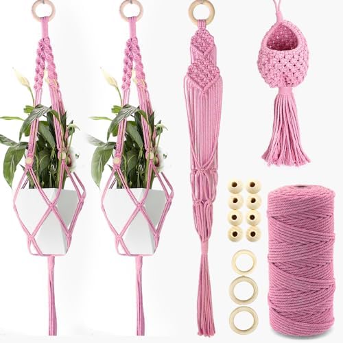 BUFANTL Macrame Kit for Beginners, 4-in-1 Plant Hanger Set - DIY Hanging Planter Craft Kit with 3 Tutorials for Home & Garden Decor, Ideal Handmade Gift by Unknown