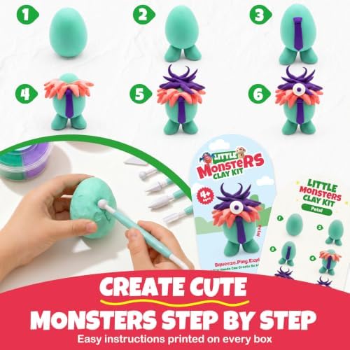 Air Dry Clay Kit for Kids, 12 Monsters Modeling Magic Clay Sculpting Set, DIY Party Favors Arts & Crafts for Kids Ages 4-12, Ultra Light & Soft, Safe & Non-Stick with Tools & Tutorials - Image 3
