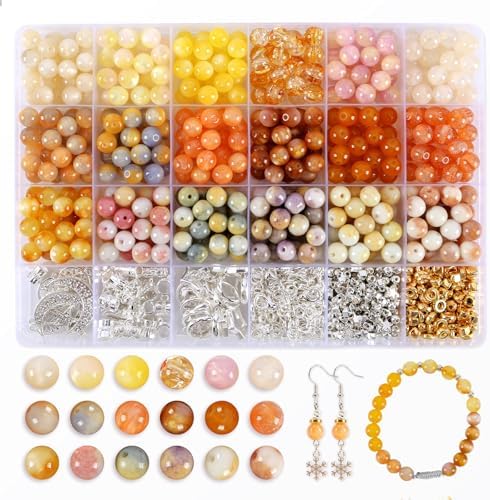 Glass Beads for Jewelry Making, 18 Colors Glass Beads for Bracelets Making kit Including 2-8mm Bead spacers/Lava Beads/Stone Rock DIY Jewelry Making Supplies for Adults, Bracelets Earring Making kit by RUOMOXI+Y