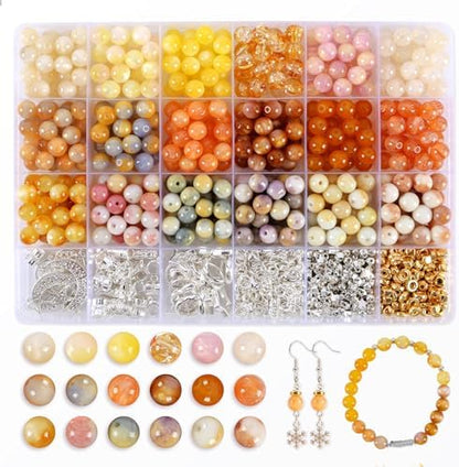 Glass Beads for Jewelry Making, 18 Colors Glass Beads for Bracelets Making kit Including 2-8mm Bead spacers/Lava Beads/Stone Rock DIY Jewelry Making Supplies for Adults, Bracelets Earring Making kit by RUOMOXI+Y