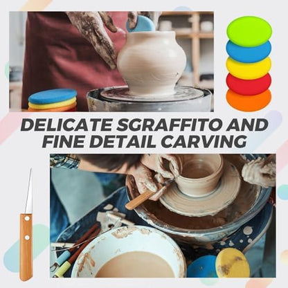 Leriton 2 Pack Clay Carving Tools Pottery Scrapers, Set 1, Multicolor - Image 6