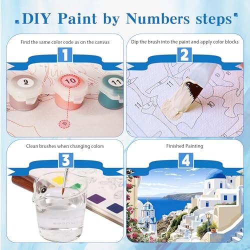 Ycydilirab 4 Pack Framed Paint by Numbers-Seaside Scenery Paint by Number Adult,Landscape Paint by Numbers Framed Canvas with Wooden Easel for Home Wall Decor (8x12 inch) - Image 7