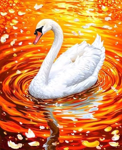Animal Paint by Numbers Kit for Adults Swan Paint by Numbers, DIY Acrylic Watercolor Oil Painting Kits for Adults Beginners with Brushes, Hobbies for Women for Home Wall Decor, Gifts 28x38 in 8-34 by Unknown