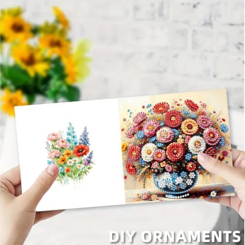 6PCS Bouquet Diamond Art Painting Greeting Cards Kit with Envelopes - 5D DIY Diamond Art Card Kits for Adults - Handcrafted Postcards for Birthday & Holiday - Image 6