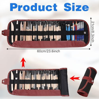 43 Pcs Pottery Tools for Sculpting Double Sided Ceramic Clay Carving Tool Set with Carrying Case Bag Polymer Clay Tools Kit for Trimming, Beginners, Pros, Adults, Supplies - Image 3