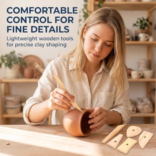 5 Pcs Wooden Pottery Clay Ribs Ceramic Potter Rib Ceramic Clay Sculpting Scrapers Tools Pottery Shaping Trimming Tools Ceramic Pottery Tools - Image 6