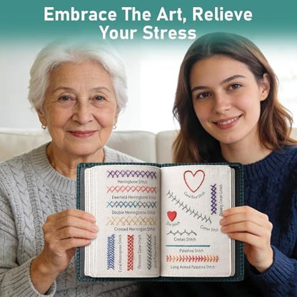 OJJ 2026 New Embroidery Stitch Book Kit, 106 Patterns with Tools & Tutorials, 86 PCS Beginner Embroidery Kit, Portable All-in-One Hand Embroidery Book for Adults & DIY Craft Lovers - Image 6