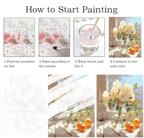 ZRIZQ Paint by Numbers Kit for Adults Beginner,White Flowers,16x20 - Image 5