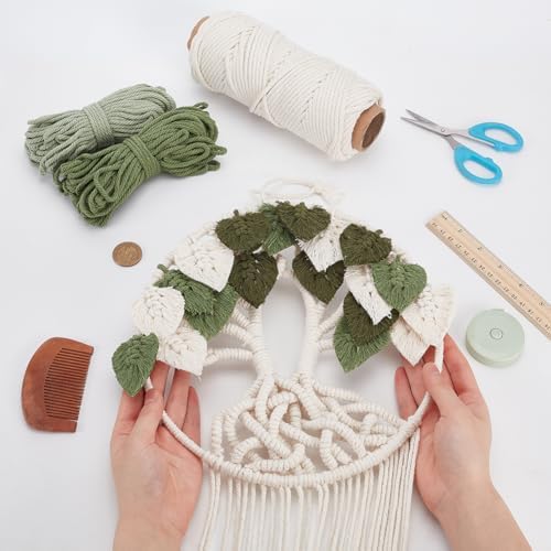 ORIGACH DIY Macrame Tree of Life Wall Hanging Kit, Beige - Image 6