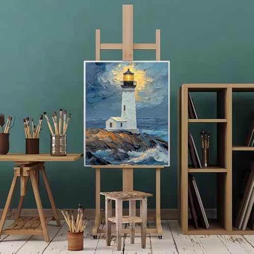 Natuyalo Lighthouse Paint by Number for Adults - DIY Acrylic Painting Adults Paint by Numbers Seaside Landscape, Paint by Numbers Kits for Gift Home Wall Decor 16x20 inch - Image 2