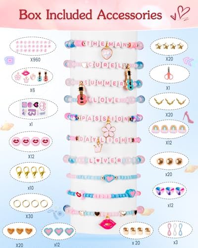 Goldwise Lover Themed Friendship Bracelet Kit for Fans, 2 Boxes Valentine’s Day Bracelet Making Kit with Clay, Glass, Seed Beads and Heart Charms, Inspired by 2019's Iconic Album, Birthdays Gifts - Image 7