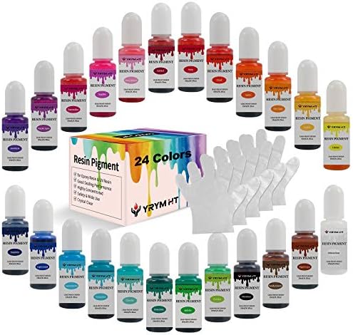 Epoxy Resin Pigment - 24 Colors Non-Toxic Epoxy Resin Dye Liquid for Resin Coloring, Resin Jewelry Making - Concentrated Epoxy Resin Color Pigment for Art, Paint, Crafts - 0.35oz Each by YRYMHT