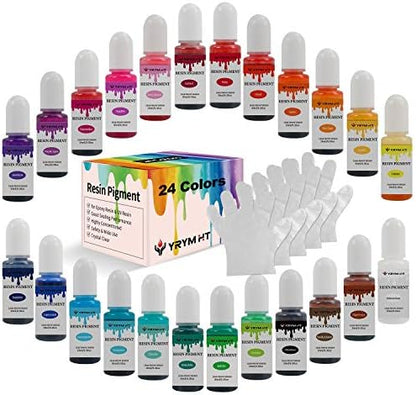 Epoxy Resin Pigment - 24 Colors Non-Toxic Epoxy Resin Dye Liquid for Resin Coloring, Resin Jewelry Making - Concentrated Epoxy Resin Color Pigment for Art, Paint, Crafts - 0.35oz Each by YRYMHT