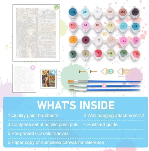 Offito Paint by Numbers Kit for Adults - Inspirational Adult Paint by Number Kits on Canvas for Beginners, DIY Acrylic Oil Number Painting Kits for Home Wall Decor Gift 16"x20" (Without Frame) - Image 5
