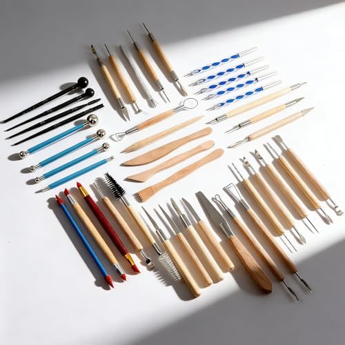 44 Pcs Clay Sculpting Tools Kit, Double Sided Polymer Clay Tool Set for Pottery, Ceramics and Air Dry Modeling, with Carrying Case Bag - Image 3