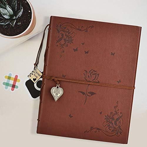 ZEEYUAN Scrapbook Album Leather Photo Album Memories DIY Scrap Book 10.8"x8.6" Large Family Photo Book Refillable 60 Pages for Anniversary Valentines Birthday Gifts Rose Brown - Image 2