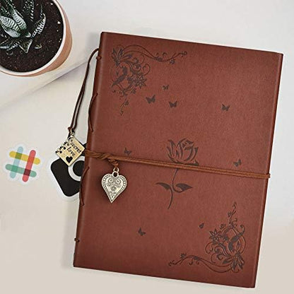 ZEEYUAN Scrapbook Album Leather Photo Album Memories DIY Scrap Book 10.8"x8.6" Large Family Photo Book Refillable 60 Pages for Anniversary Valentines Birthday Gifts Rose Brown - Image 2