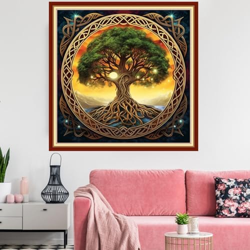Redxing Stamped Cross Stitch Kits Embroidery kit for Beginners Adults Full Range of Embroidery Patterns Starter Kits DIY Printed Cross Stitch Kits Needlepoint Kits 11CT-Magic Tree 18x18 inchs - Image 2